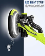 Drywall Sander, 7.2A Electric Drywall Sander with Vacuum Dust Collection, 6 Variable Speed 900-1800RPM, LED Light, Foldable & Extendable Handle, 9 Pcs Sandpaper&3 Pcs Grid Sandpaper, Full Green