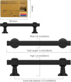 Amerdeco 10 Pack Matte Black Cabinet Pulls 3.75 Inch(96mm) Hole Center Drawer Pulls Cabinet Hardware Kitchen Cabinet Handles for Bathroom Dresser Pulls ZH0069