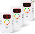 3 Pack Carbon Monoxide Detector, Plug-in Wall Carbon Monoxide Alarm, Portable Carbon Monoxide Detector with Digital Display LED, CO Alarm Monitor with Audible and Visual Alarm Test Mute Button