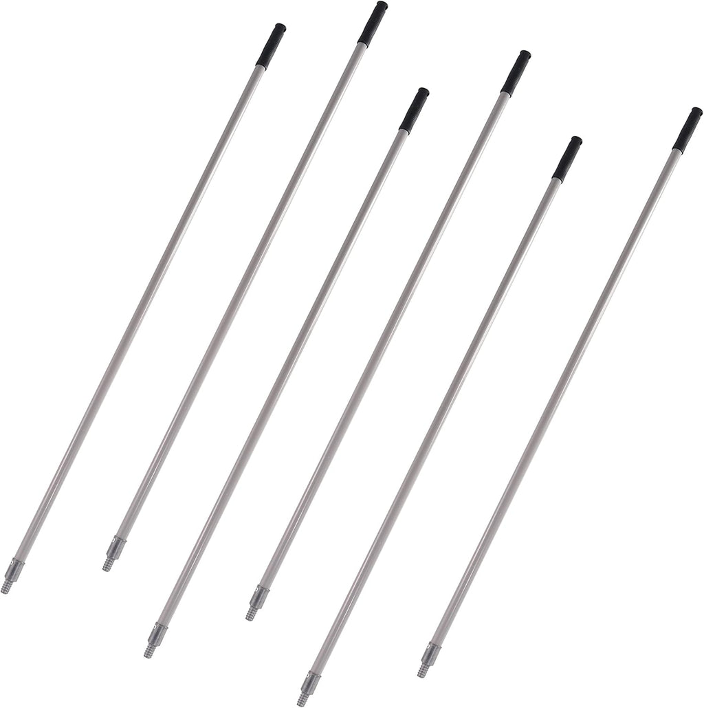 Matthew Cleaning Commercial Screw On Mop Handle for Floor Cleaning Heavy Duty Mop Head Replacement Holder 60inch with Threaded Metal Tip(Gray, 6 Pack)