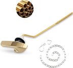 Universal Polished Gold Toilet Handle Replacement Kit, Side/Angle Mount Toilet Flush Handle Compatible with Kohler K-GP30324-CP/TOTO/American Standard, Stainless Steel Flapper Chain