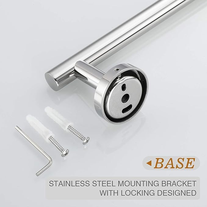 USHOWER Polished Chrome Bathroom Accessories Set, 24-Inch Towel Bar Set Wall Mounted, Durable SUS304 Stainless Steel Bathroom Hardware Set, 4-Piece