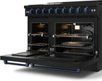 Gordon Ramsay by THOR Kitchen 48 Inch Professional Gas Range with Double Oven in Black/Navy Blue