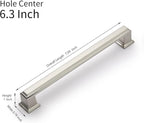 10 Pack 6.3 Inch(160mm) Hole Center Brushed Satin Nickel Modern Cabinet Pulls Kitchen Cabinet Handles Kitchen Cabinet Hardware Timeless Drawer Pulls for Dresser Cupboard Wardrobe, Nickel-B(6.3x10)