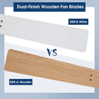 52 Inch Ceiling Fans with Lights and Remote/APP Control, Modern Ceiling Fan for Bedroom Living Room Patio Porch Indoor Outdoor, 6 Speeds, Reversible Quiet Motor, 8 Wood Blades, White