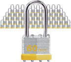Keyed Alike Laminated Steel Padlocks with Long Shackle for Sheds, Fences & Lockers (60-Pack)