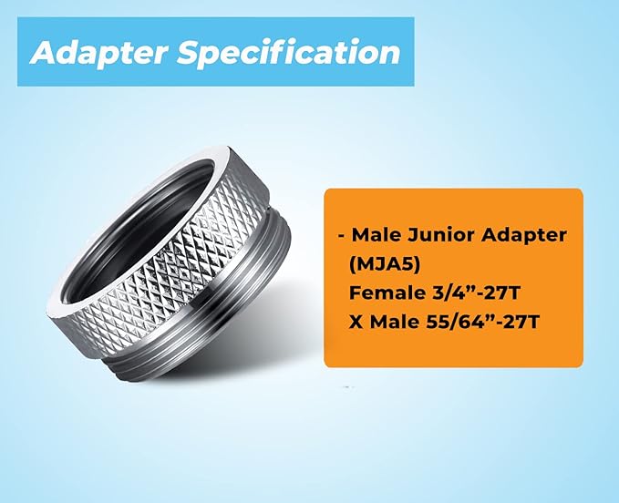 MJA5 Female 3/4" -27T to Male 55/64" -27T, Chrome Plated Solid Brass, Female to Male Adapter Fitting for Sink Tub Faucet, Water Filter System, Garden Hose Nozzle