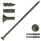 #14 x 7 Inch Deck Screws (129Pcs) 6lb. Carbon Steel, Green, Flat Head, Rust Resistant epoxy Coated, with T30 Star Bit