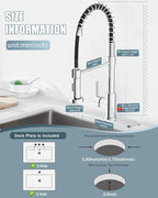 Kitchen Faucet,Chrome Kitchen Faucet with Soap Dispenser and Deck Plate,Faucet for Camper Farmhouse RV Kitchen Sink,Single Handle Stainless Steel Kitchen Sink Faucets with Pull Down Sprayer