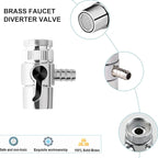 2 Pack Countertop Water Filter Diverter Valve with Barb Connector, Faucet Diverter Adapter for 6mm, 8mm, 9.5mm Tubing or Hose, Compatible with Standard Kitchen Faucets