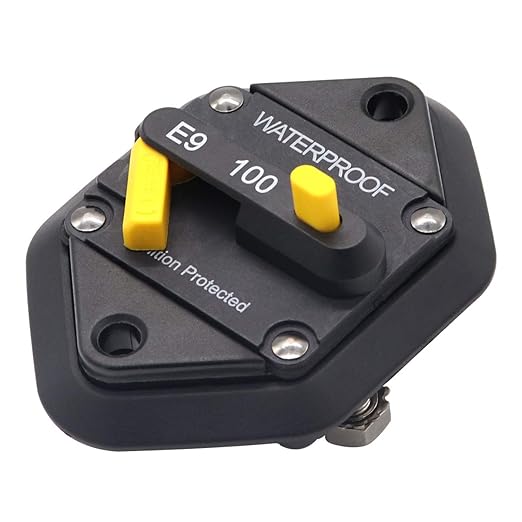 Hi-Amp 100 Amp Circuit Breaker with Manual Reset for Car Audio RV Truck Boat Marine, DC 12V - 48V | Waterproof IP67 Protection 100A Panel Mount