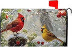 Winter Cardinal Bird Magnetic Mailbox Covers Christmas Branches Snow Mailbox Wraps Standard Size 21 X 18 Post Letter Box Covers Home Garden Outdoor Decorations