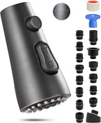 Hibbent Stainless Steel Pull Down Spray Head Replacement with 15 Adapters, NSF/ANSI/CAN 61 & CUPC Certified 3-Function Kitchen Faucet Nozzle Compatible with Moen, Delta, Kohler, Oil-Rubbed Bronze
