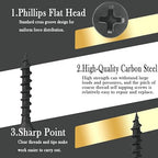 Drywall Screws, #7 x 1 in., Coarse Thread Phillips Bugle Head Screw for Drywall/Wood, Black Phosphate Coated Finish, Sharp Point, High Hardness Quick Self Tapping Screws, Black (120 Pieces)