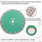Diamond Porcelain Saw Blade,2pcs 9"/230MM Super Thin Dry Wet Cutting Disc with X Teeth Turbo Mesh Rim,for Ceramic Tile Porcelain Granite Marbles