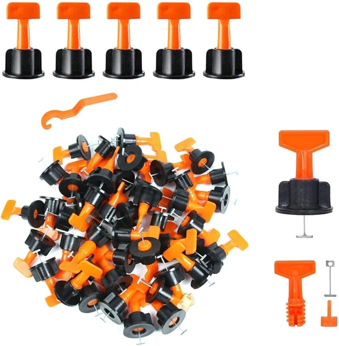 Tile Leveling System Kit 200 Pack T Type Tile Leveling Reusable Tile Installation Tool Kit for Stone Ceramic Stone Installation (200pcs Leveler Clip)