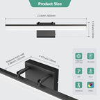 Black Vanity Light 24", 18W LED Bathroom Light Bar with 5CCT, Adjustable Angle & ETL Dimmable Driver – Modern Bathroom Vanity Light Fixture for Mirror, Powder Room, Bedroom, Apartment, Hotel