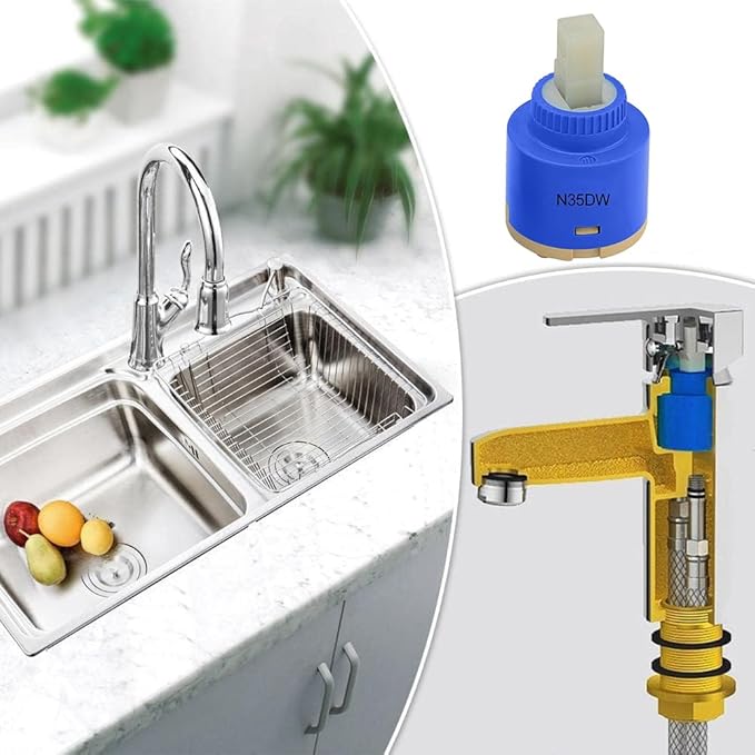 35mm Faucet Cartridge Certification Ceramic Tap Cartridge Mix Faucets Inner Cartridge Replacement for Single Lever Faucet, Monobloc Bathroom or Kitchen Mixer Faucets