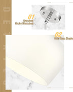 Emak Brushed Nickel Pendant Light Fixtures, Modern Pendant Lights Kitchen Island with Milk Glass Shade, 10 Inch Large Island Lights for Kitchen, Dining Room, Bathroom, PL126-BN-ML