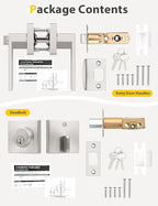 3 Pack Brushed Nickel Keyed Alike Front/Exterior Door Levers with Single Cylinder Deadbolt, Square Entry Door Knob Lock Sets with Deadbolt Combination Sets, for Entrance/Front and Office Doors