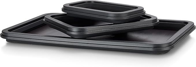 Collapsible Magnetic Parts Tray Set - 3 Different Size Tool Trays for Screw, Bolts, Nuts, Washers, Pins and Other Small Metal Parts, Mechanic Tool Gifts for Men - Black