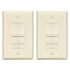 LIDER Combination Dual Dimmer Light Switch Control, 2 Sliding Light Controls, Single Pole, 400W CFL/LED, 600W Incandescent/Halogen, UL Listed, Wall Plate Included, Light Almond, 2 Pcak
