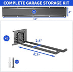 Garage Tool Organizer Wall Mount, 48inch Heavy Duty Garden Tool organizer Storage System, Easy Install With 6 Adjustable Straight Hooks, For Garage, Basement, Shed, Workshop(Black)