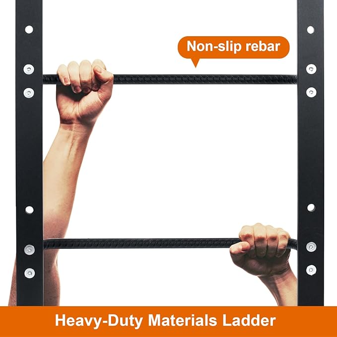 3-Rung Window Well Ladder Hooked, Heavy Duty Steel Egress Window Ladder, Basement Wall Mounted Ladder 34.2" Lx17.9 W, Black