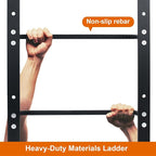 4-Rung Window Well Ladder Hooked, Heavy Duty Steel Fire Escape, Powder-Coated Basement Egress Wall Mounted, 45.2" Lx17.9 W, Black