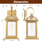 Dusk to Dawn Gold Porch Light 2-Pack 15 Inch, Aluminum Anti-Rust Large Outdoor Wall Lanterns with IP65 Waterproof Clear Glass Brass Outdoor Lights for House Photocell Patio Carriage Lights
