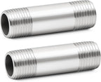 ChillWaves 304 Stainless Steel Pipe Fitting, Nipple Cast Pipe 1" NPT Male x 1" NPT Male Thread 4" Length(100MM)(2-PACK)