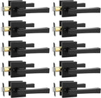 knobelite 10 Pack Privacy Door Handle,Keyless Matte Black Interior Door Knob,Heavy Duty Door Lever Hardware for Bedroom/Bathroom,Reversible for Left & Right