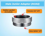 MJA5 Female 3/4" -27T to Male 55/64" -27T, Chrome Plated Solid Brass, Female to Male Adapter Fitting for Sink Tub Faucet, Water Filter System, Garden Hose Nozzle