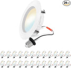 Energetic 24 Pack 4 Inch 5CCT Retrofit Recessed Ceiling Lighting, LED Can Lights, Dimmable Downlight, 5.4W, Equivalent 45W, 2700K/3000K/4000K/5000K/6500K Selectable, Damp Rated, Baffle Trim, ETL