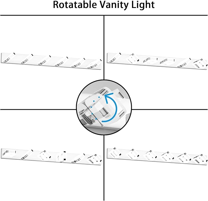 Tipace 6 Lights Chrome Bathroom Light Fixtures Modern LED Bathroom Vanity Lights Over Mirror 47.2 inch White Light 360°Rotatable