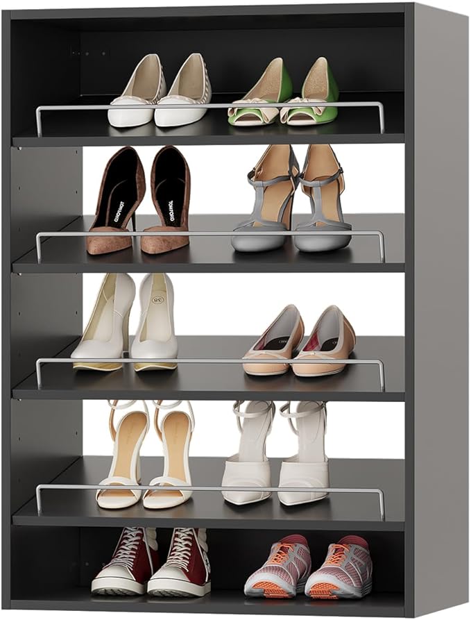 ROOMTEC 19.5" Shoe Shelf Short Tower Closet Unit, Modular Closet System with Shelf, Wardrobe Organizer for Bedroom or Walk-in Closet, Wall Mounted, Customizable Clothes Storage Unit, Black