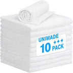 Shop Towel Rags, 10 Pack Reusable Shop Rags Bulk Microfiber Cleaning Cloth Lint Free Cleaning Towels for Car Kitchen Automotive Bar Mechanic Restaurant Garage, 11.5"x 11.5", White