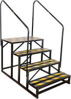 RV Steps with Handrail, Hot Tub Steps with Handrail, Portable Stairs Steps for 5th Wheel RV, Mobile Home Stairs Outdoor RV Step (4 Steps with 2 Handrails)