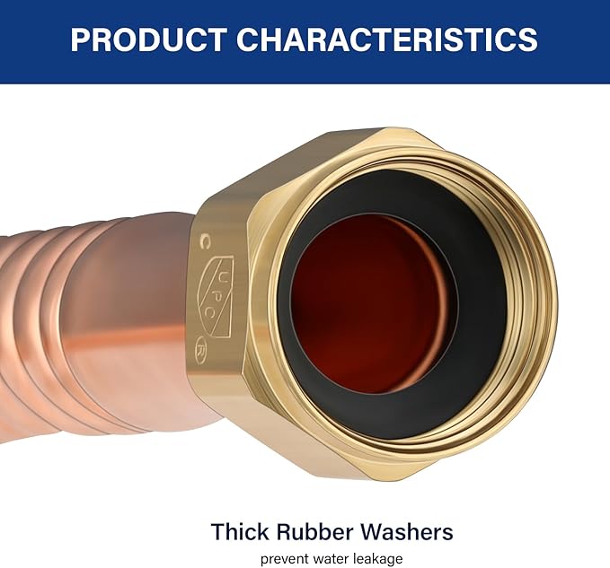 Solimeta 18" Connector for Water Heater with 3/4" FIP and 3/4" FIP Ends, Copper