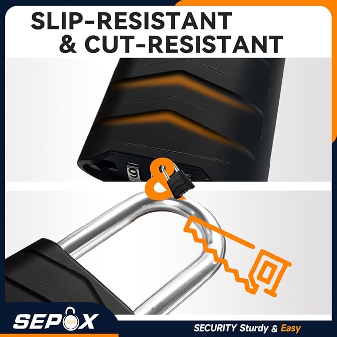 SEPOX 2PCS Large Combination Padlock, 2-5/8" Extra Long Shackle, Outdoor Combo Lock 2.2" 55mm Aluminum Body, Weatherproof, Ressetable 4Digital, Uncuttable Shackle, for Home, School, Gate, Garden