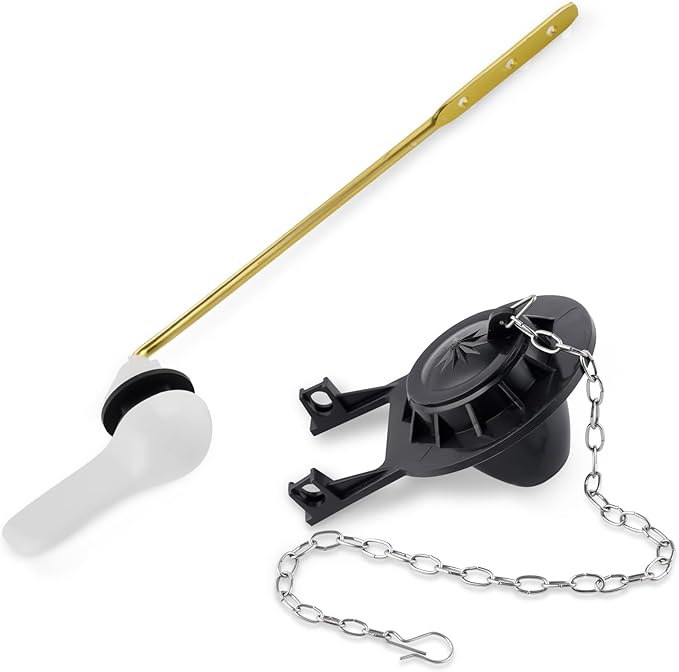 iFealClear Universal Toilet Handle Replacement Kit Front Mount with 2-Inch Rubber Toilet Flapper Replacement, Toilet Tank Parts Compatible with Kohler, American Standard, TOTO, Mansfield, White