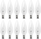 Seentech 12 Pack 60W 120V E12 Base B10 CTC Incandescent Light Bulbs, Transparent Candle Light Bulbs Perfect for Chandeliers, Ceiling Fan Lights, Pendants, Fireplace, Dimmable, Warm White 2700K