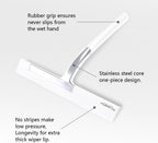 Shower Squeegee 9" with Silicone Hook - All Purpose Squeegee for Shower Glass Door Mirrors Bathroom Tiles Car Windows Glass Door Blade Showers - White
