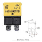 12V DC 20A Auto Reset Fuse Circuit Breaker E37 - UL Certified ATO ATC Low Profile Blade Self-Resetting Fuses 20 Amp Type 1 for Car, Truck, RV, Automotive, Boat, Solar Marine - Pack of 3
