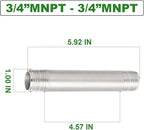 TAISHER 2PCS Stainless Steel Pipe Fittings, 3/4" NPT x 3/4" NPT Male Threaded, 6" Length Nipple Cast Pipe