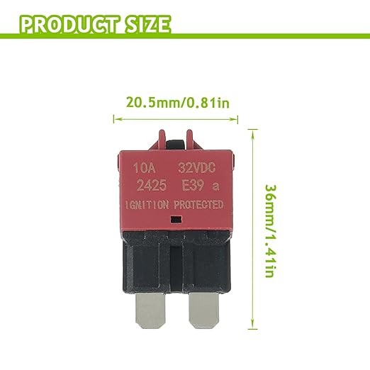 10A DC 12V-32V Manual Reset Circuit Breaker ATC/ATO Low Profile T3 Mini Blade Fuses Breakers for Car Trucks Marine Boat RV Solar and More,2 Pack