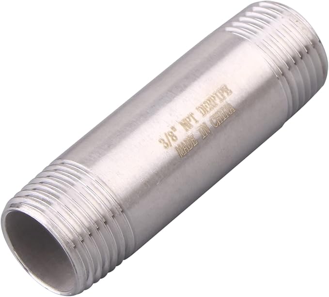 3/8" X 3/8" NPT Male Nipple Stainless Steel 304 Cast Pipe Coupling Fitting 2" Length (pack of 2)