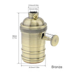 RTNLIT Antique Brass Lamp Socket, Vintage Edison E26/E27 Bulb Light Socket with On/Off Knob Switch(Bronze)