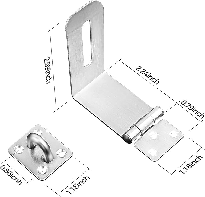 Hasp Latch 2 Pack, 90 Degree Solid 304 Stainless Steel File Cabinet Lock Desk Drawer Lock, Safe Security Padlock Latch Hasp Lock for Personal Privacy, Large