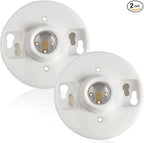 2 Pcs Medium Base E26 Lamp Holder Ceiling Light Sockets White Bulb Socket Incandescent Fluorescent CFL Lamp Holder 660w 250v (Porcelain)